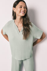 Women'secret Pijama capri de tela waffle verde verde