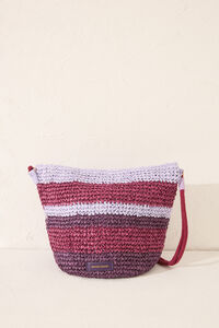 Womensecret Bolsa bandolera de rafia con estampado multicolor . estampado