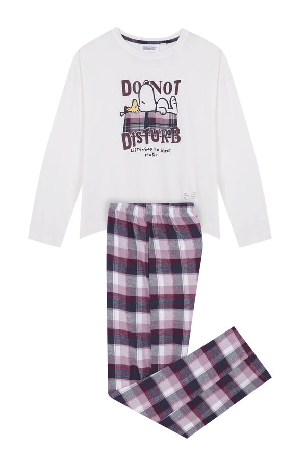 Womensecret Pijama 100% algodón Snoopy franela marfil