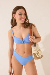 Womensecret Panty de bikini alta con textura azul azul