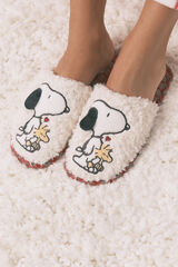 Women'secret Pantuflas para casa de borrego de oveja a cuadros de Snoopy estampado