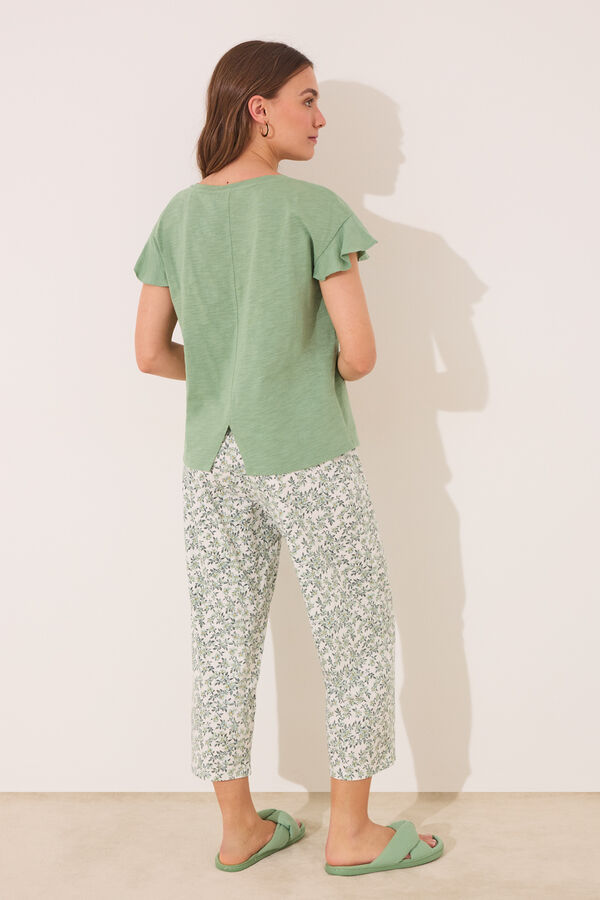 Womensecret Pijama Capri 100% algodón verde verde