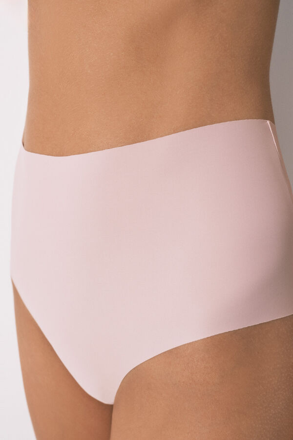 Women'secret Panty alta clásica de microfibra rosa rosa