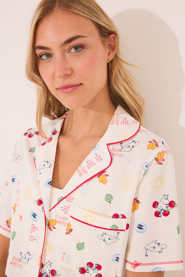 Womensecret Pijama camisera 100% algodón color marfil marfil