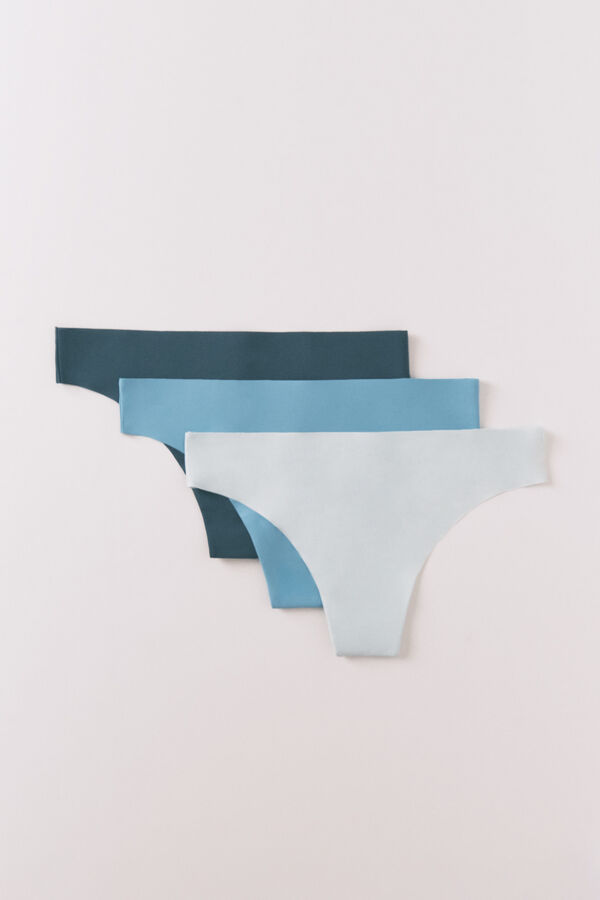 Women'secret Pack de 3 tangas de microfibra verde blanco