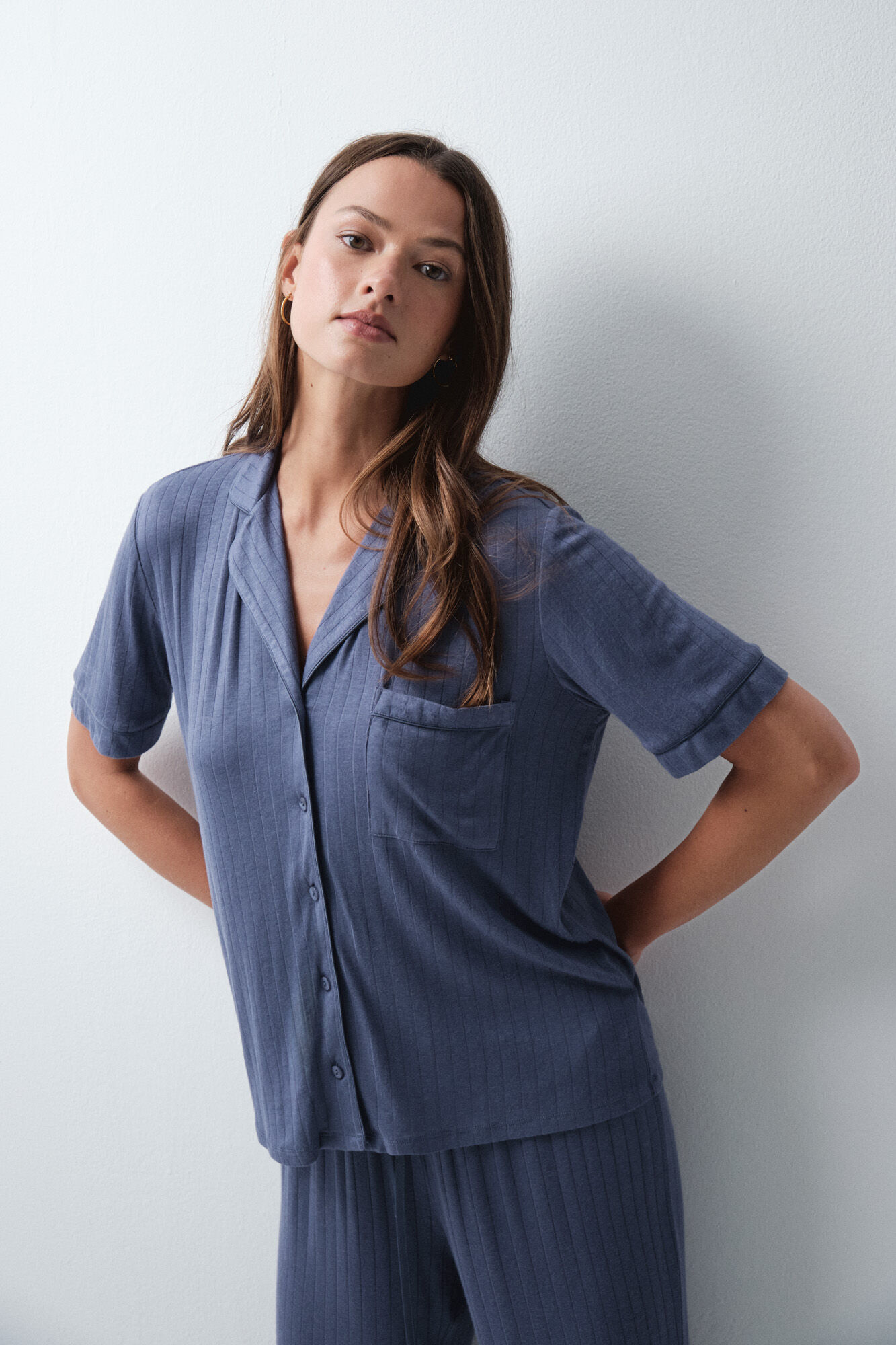 Women'secret Pijama camisera capri azul