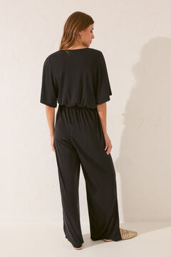Womensecret Jumpsuit largo negro lazo cintura negro