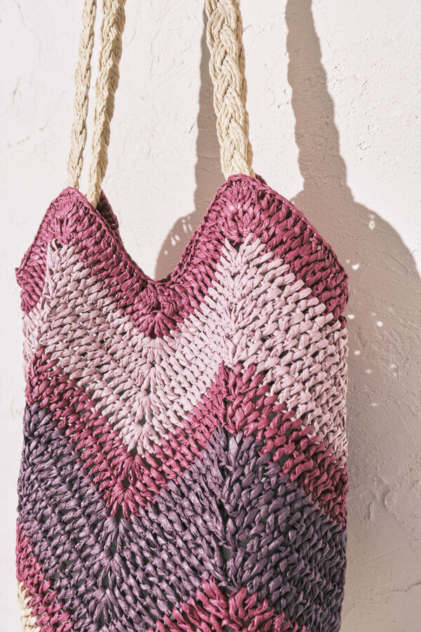 Women'secret Bolsa de hombro de rafia multicolor estampado