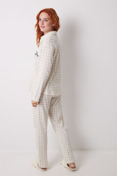 Womensecret Pijama camisera 100% algodón cuadros marfil