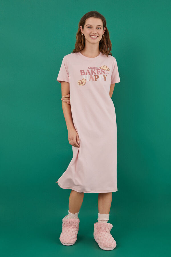 Womensecret Camisón 100% algodón Manolo Bakes rosa