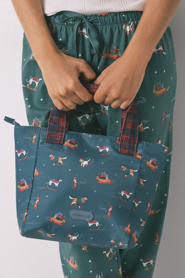 Women'secret Bolsa de almuerzo con estampado de perro verde