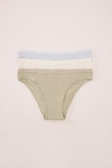 Womensecret Pack de 3 panties clásica de algodón acanalado blanco