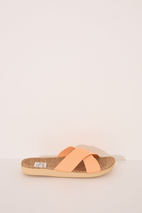 Womensecret Chanclas de rafia con tirantes cruzadas café