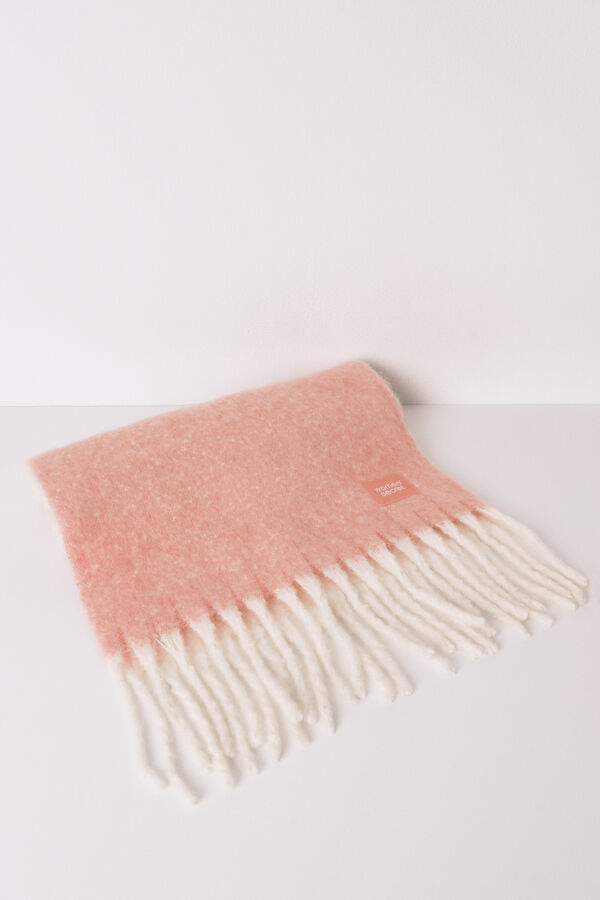 Women'secret Bufanda efecto mohair estampado bloques rosa