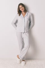 Women'secret Pijama camisera de cuadros con efecto brillante.   azul
