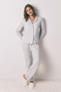 Women'secret Pijama camisera de cuadros con efecto brillante.  
