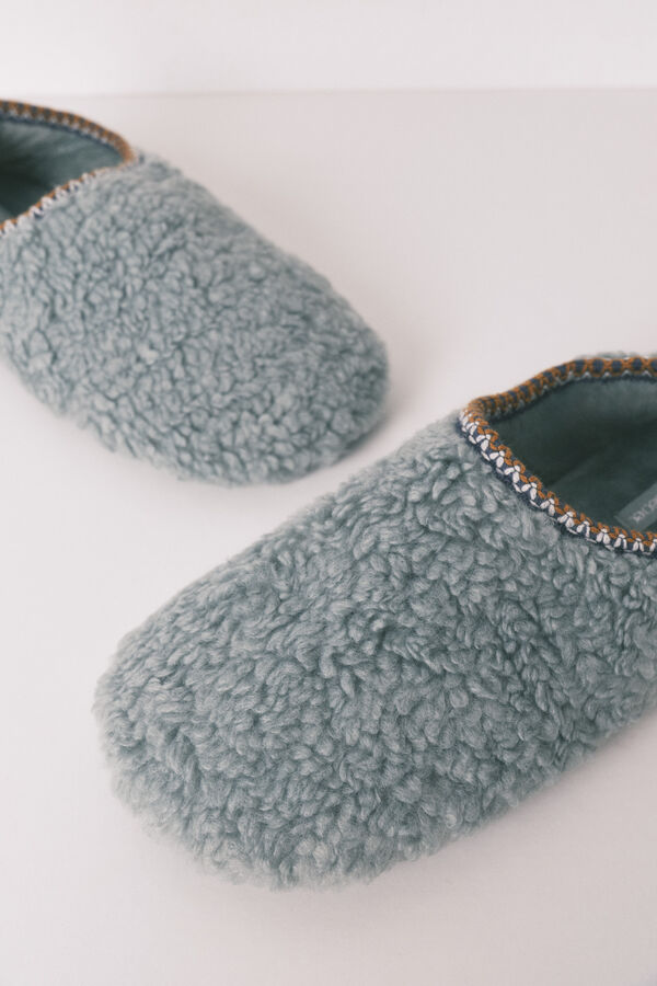 Women'secret Pantuflas para casa de borrego verde verde