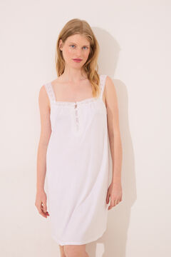Womensecret Camisón corto "premamá" de encaje blanco marfil