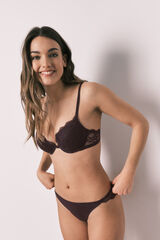 Women'secret Panty cl&aacute;sica de microfibra y encaje morada morado/lila