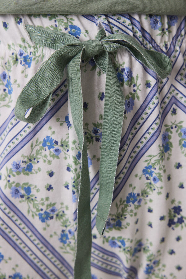 Womensecret Pijama larga 100% algodón estampado pañuelo kaki