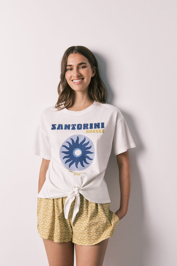Women'secret Pijama corta de algod&oacute;n Santorini estampado