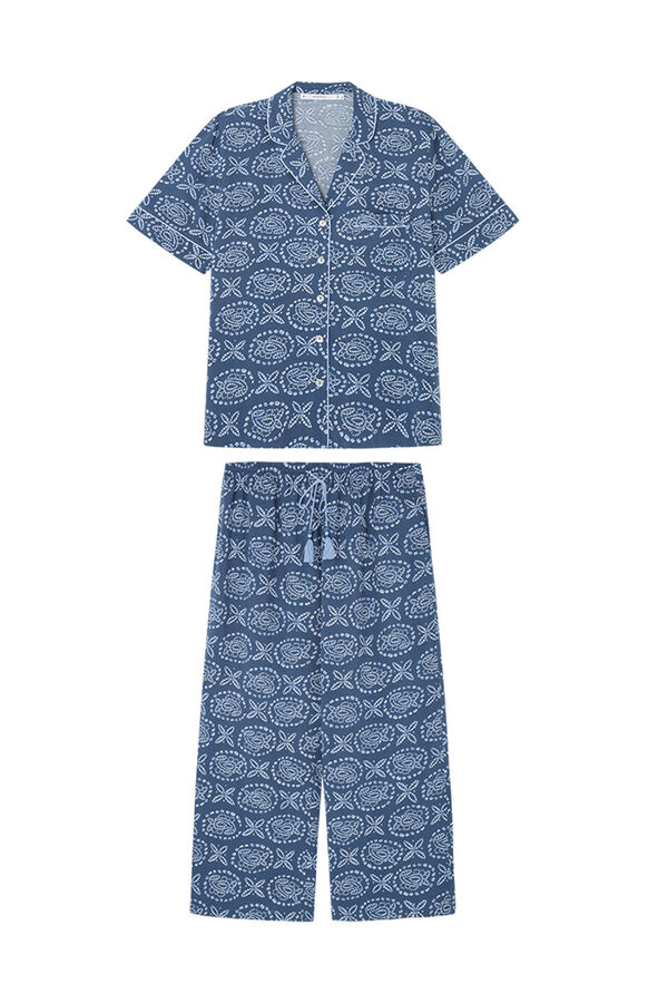 Womensecret Pijama camisera Capri Paisley azul  estampado