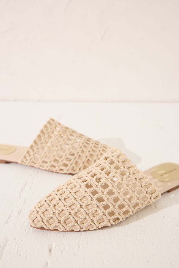 Womensecret Sandalia mule trenzado beige café