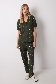 Womensecret Pijama camisera de algodón con logo de Mickey Mouse kaki