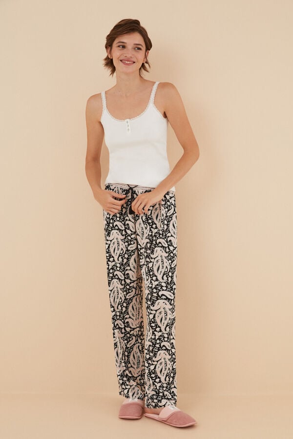 Womensecret Top tirantes algodón beige marfil