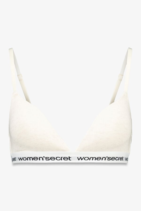 Women'secret Brasier triangular CHARMING de algodón blanco marfil