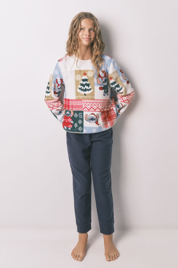 Women'secret Pijama infantil de tejido forro polar Stitch marfil