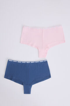 Womensecret Pack 2 bragas bóxer rosa, azul blanco