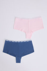 Womensecret Pack 2 bragas bóxer rosa, azul blanco