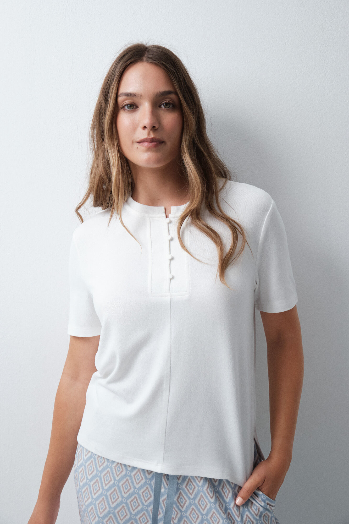 Women'secret Playera manga corta blanca