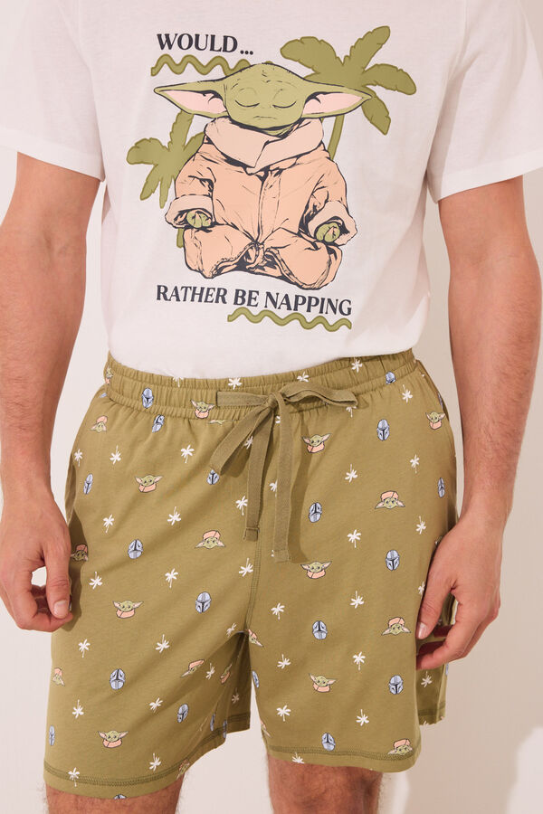 Womensecret Pijama short de algodón de Yoda gris gris