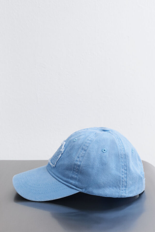 HI&BYE Gorra de algod&oacute;n azul claro con logo bordado azul