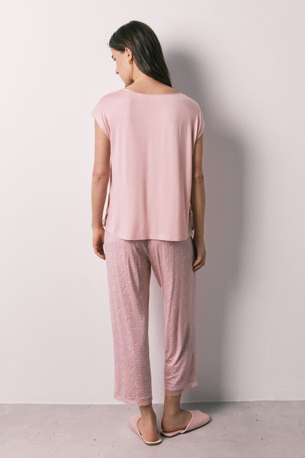 Women'secret Pijama capri de viscosa con estampado animal print rosa rosa