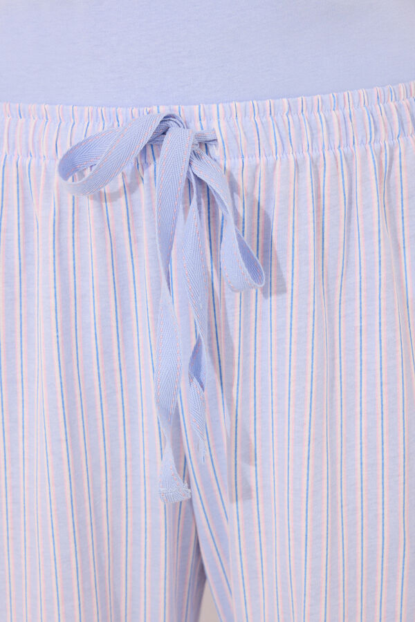 Womensecret Pijama capri 100% algodón rayas azules azul