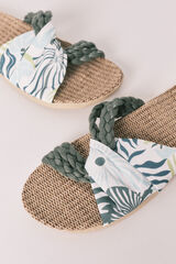 Women'secret Sandalias de tiras trenzadas y estampadas kaki