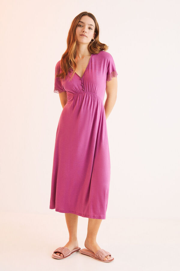 Womensecret Camisón manga caída morado morado/lila