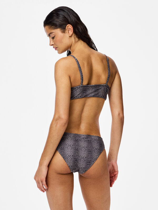 Pieces Top bikini bandeau estampado animal negro