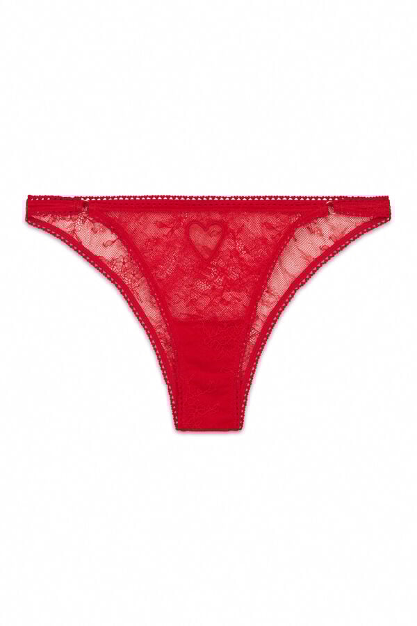 Women'secret Panty brasile&ntilde;o de tira de encaje rojo rojo