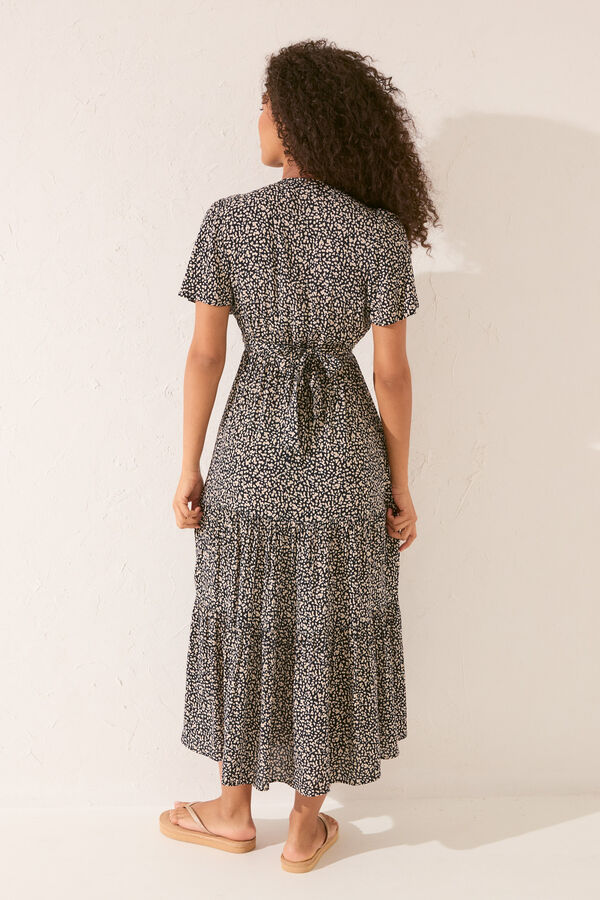 Womensecret Vestido largo lazo cintura negro
