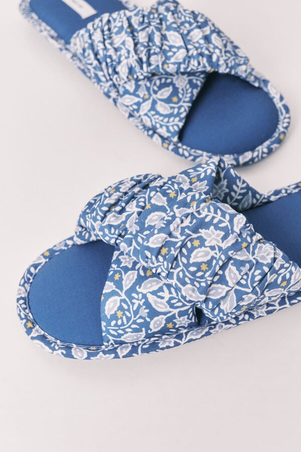Women'secret Pack de viaje de zapatillas de casa azul estampado