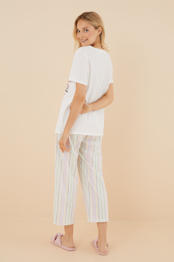 Womensecret Pijama larga 100% algodón Snoopy blanco marfil