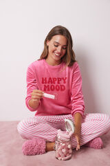 Womensecret Pijama larga terciopelo rayas rosa rosa