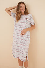 Womensecret Camisón algodón aberturas Snoopy gris
