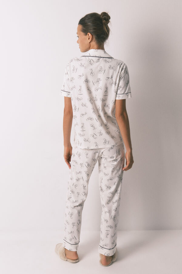 Women'secret Pijama camisera largo de Piolín 100% algodón marfil