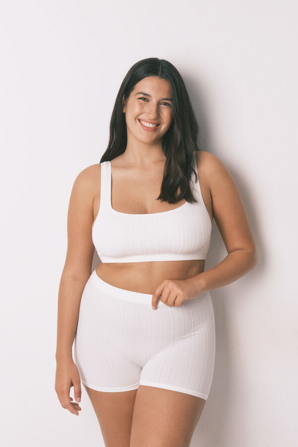 Women'secret Brasier top seamless tricot blanco marfil