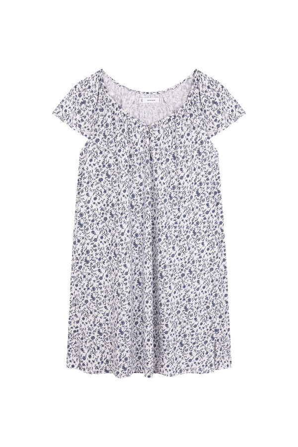 Women'secret Camisón corto con flores color caqui oscuro kaki